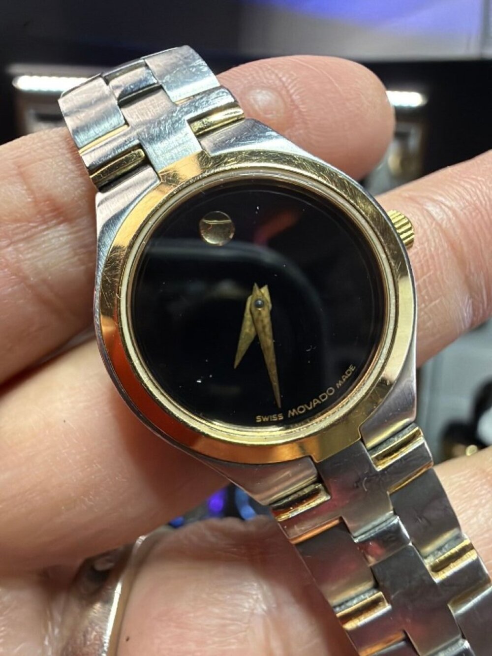 Movado Juro 24mm Two Tone Black Museum Dial Ladies Quartz Watch 0605031